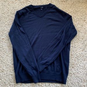 MENS L J CREW NAVY BLUE V-NECK SWEATER